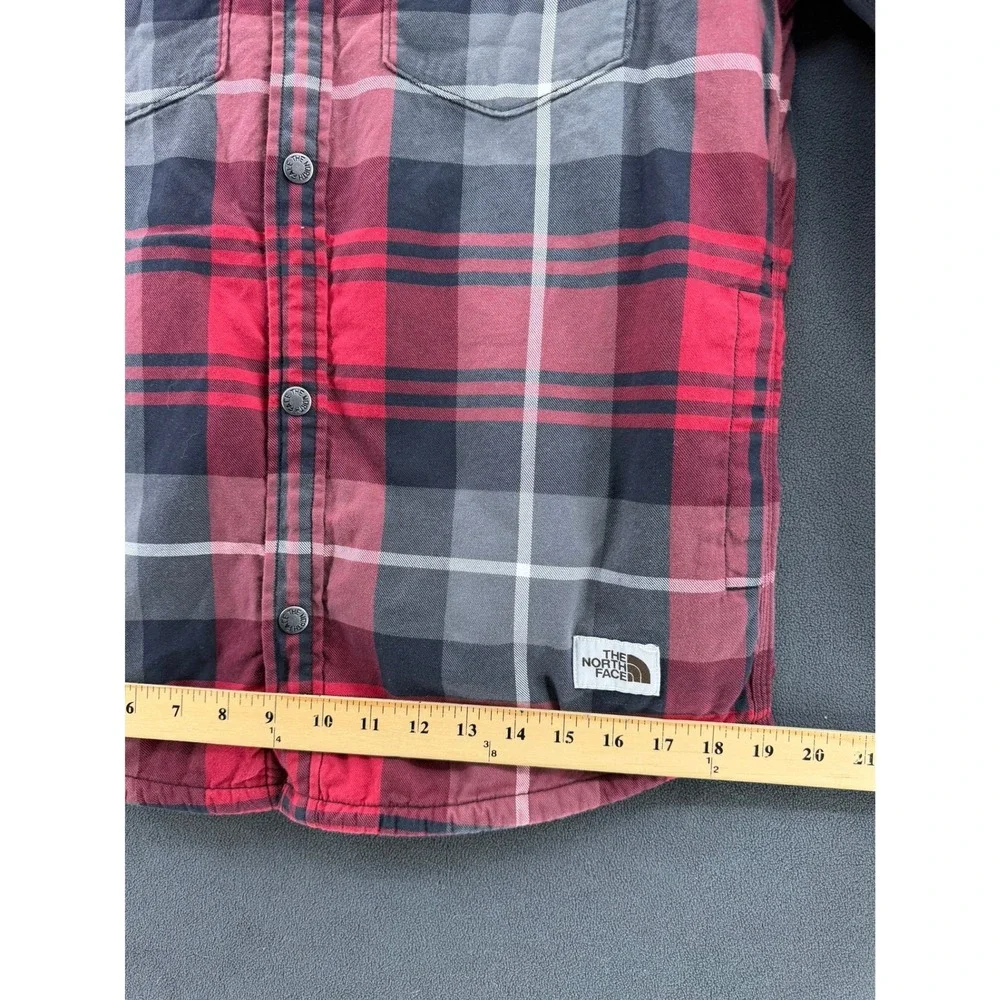 The North Face Mens Red Plaid Sherpa Lined Campshire Flannel Shacket Small